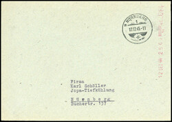 NÜRNBERG 1 a / 12.12.44, roter Anker-Registrierkassenstempel mit ...