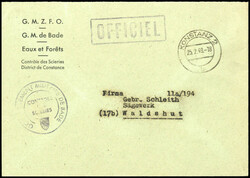 KONSTANZ 2 / 25.2.49, Dienstbrief des 'Gouvernement militaire de Bade ...