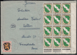 1 Pf. Wappen, rechter unterer ER-Zwölferblock mit Druckdatum '22.8 ...