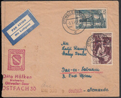 OTTWEILER (SAAR) / 3.5.48, Luftpostbrief nach Dar-Es-Salaam (Brit. ...