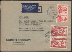 SAARBRÜCKEN 3 / 21.5.48, Luftpostbrief in die USA (Zone 2, 6 - 10 g. ...