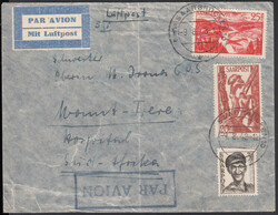 SAARBRÜCKEN 10 / 9.8.48, Luftpostbrief nach Südafrika (laut Götz ...