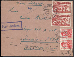 SAARBRÜCKEN 3 / 20.8.48, Luftpostbrief nach Argentinien (laut Götz ...