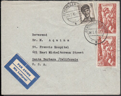 GERSWEILER (SAAR) / 28.3.49, Luftpostbrief in die USA (Zone 3, bis 5 ...