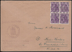 6 Pf. Netzaufdruck, Viererblock auf portor. Brief mit K2 EICHEN ...