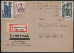 DUDWEILER (SAAR) / 25.2.49, Ebf. nach SB (Tarif 65 Fr. nur im 1. ...