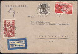 SAARBRÜCKEN 3 / 2.9.48, Luftpostbrief 'An den Herrn Präsidenten der ...