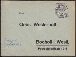 URACH (WÜRTT) / 5.7.47, viol. R2 '12 Rpf. / Gebühr bezahlt' ...