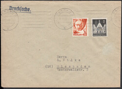 2 Pf. III mit 2 Pf. Bauten auf Drucksache mit Maschinenstempel PASSAU ...