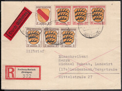 FREIBURG-HASLACH (BREISGAU) / 23.2.46, Eil-Ebf. zum alten Tarif 82 Pf ...