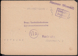 'Hausen (Wiesental)', viol. L1-Notstempel, hschr. Datum '7/3' und ...