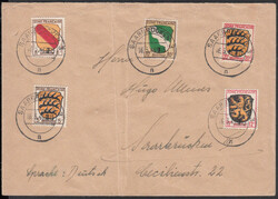 SAARBRÜCKEN 3 / 16.3.46, phil. Ortsbrief (senkr. Mittelfaltung) mit ...