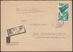 (14b) Metzingen (Württ), schwarzer R-Stempel auf Ebf. mit 84 Pf. I ...