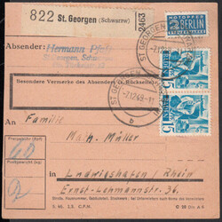 15 Pf. 2. Ausgabe, zwei waager. Paare mit NOB vorder- und rückseitig ...