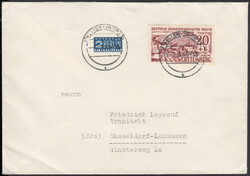 20 Pf. Skimeisterschaften Isny mit geschnittener NOB auf Brief mit K2 ...