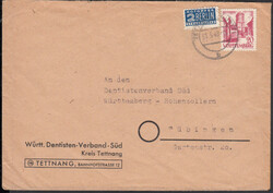 TETTNANG / 31.5.49, Brief mit 20 Pf. III und gezähnter NOB vom ...
