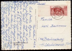 15 + 5 Fr. Tag des Pferdes 1949 als Randstück einzeln auf portor. AK ...