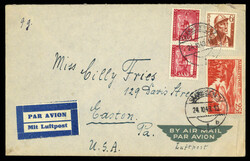 SAARBRÜCKEN 1 / 24.10.49, Luftpostbrief in die USA (Zone 3, 6 - 10 g ...