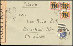 G.B.C., Spitzoval-Zensurstempel beidseitig auf lachsfarbenem ...