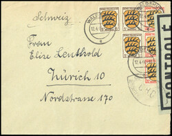 G.B.C., Spitzoval-Zensurstempel deutlich beidseitig auf grünem ...