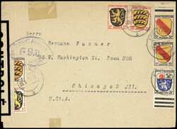 G.B.D., blauvioletter Spitzovalstempel beidseitig auf Verschluß- ...