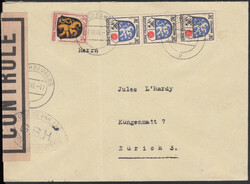 G.B.H., schwarzer Spitzoval-Zensurstempel der Zensurstelle Rottweil ...