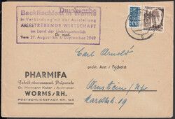 WORMS 2 / 22.7.49, Drucksache mit 6 Pf. II, NOB und violettem R5 ...