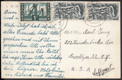 ST. INGBERT (SAAR) / 30.6.53, AK 'Bahnhof' per Luftpost in die USA ...