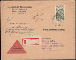 60 Fr. Landsweiler einzeln auf Doppel-Ebf. per NN (18 x 14 cm, ...