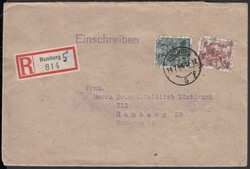 HAMBURG 5 / 14.7.48, Orts-Ebf. mit 16 und 60 Pf. Netz (ArGe 35 ...