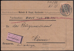 30 Pf. Germania ohne Wz. einzeln auf Adressteil 16 x 11 cm einer ...