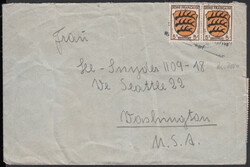 5 Pf. Wappen, 15 Werte, davon 2 vs. als Überklebung des L2 'Gebühr ...