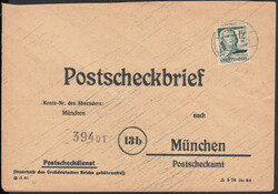 OPFENBACH / 13.7.47, Postscheckbrief nach München (DV 3.44) mit ...