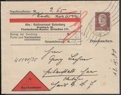 50 Pf. Reichspräsidenten einzeln auf Adressteil einer NN-Drucksache ...