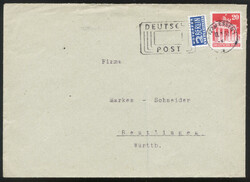 NO mit 20 Pf. Bauten eng auf Brief mit schwarzem Postfreistempel ...