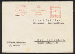 MANNHEIM 2 / 6.12.45, AFSt. der Fa. Klöckner mit aptiertem ...