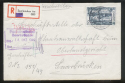 50 Fr. Mettlach einzeln auf Ebf. SAARBRÜCKEN 6 / 13.10.49 (Mi. 50 ...