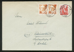KAISERSLAUTERN 2 / 21.6.48, Ortsbrief mit 2 x 2 und 12 Pf. 2. Ausgabe ...