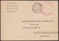 BADEN-BADEN 1 / 31.3.47, Vordruck-Dienstbrief der G.M.Z.F.O. / ...