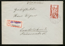 20 Fr. Ausgabe 1948 einzeln auf portor. Ebf. aus ST. INGBERT / 5.6.48 ...