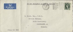 1969 AIR MAIL LONDON TO DENMARK. Envelope, 229 x 102 from London to ...