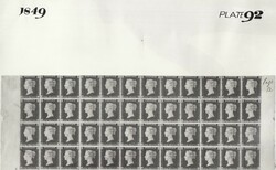 1849 DIE 1 PLATE 92 ORIGINAL PHOTOGRAPH OF THE IMPRIMATUR SHEET. A ...