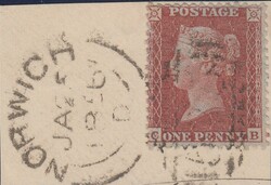 PL.2 (CB) (SPEC C6). Good used 1855 die 2 1d pl.2 L.C.14 lettered CB, ...