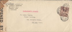 1941 MAIL WEMBLEY TO NEW YORK, USA/2/6 BROWN (SG476). Envelope (230 x ...