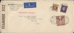 1940 AIR MAIL WEMBLEY TO USA/2/6 BROWN (SG476). Envelope Wembley to ...