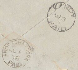  1878 8D ORANGE (SG156)(LE) ON COVER HULL TO CEYLON. Envelope (small ...