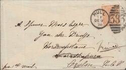  1878 8D ORANGE (SG156)(BC) ON COVER HULL TO CEYLON. Fine envelope ...