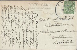 1916? MAIL TO BRISTOL WITH 'RUGBY' SKELETON DATE STAMP. Post card to ...