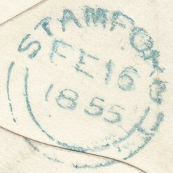 1855 MAIL STAMFORD TO ASHBY DE LA ZOUCH WITH 1D PL.193 (SG17)(RF). ...