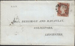 1844 WRAPPER UPPINGHAM (RUTLAND) TO LEICESTER WITH '825' NUMERAL OF ...